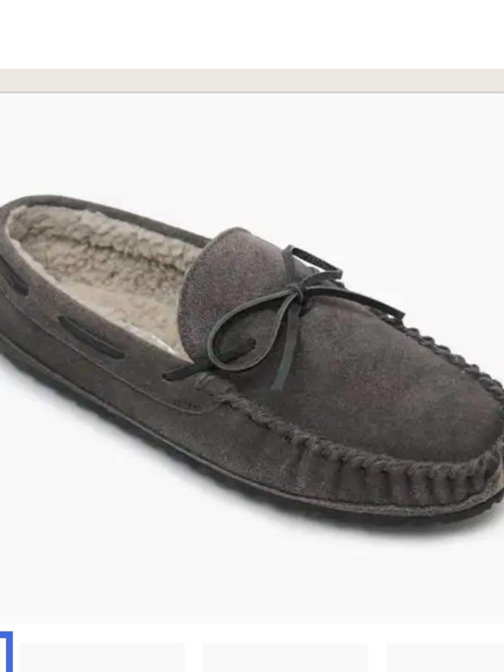 NEW Minnetonka Men’s Casey Suede Moccasin Slippers Faux Shearling Lining Size 12